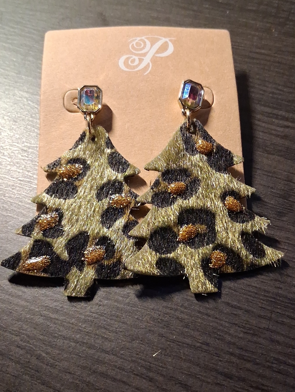 Plunder Gold & Black Leopard Tree Drop Earrings